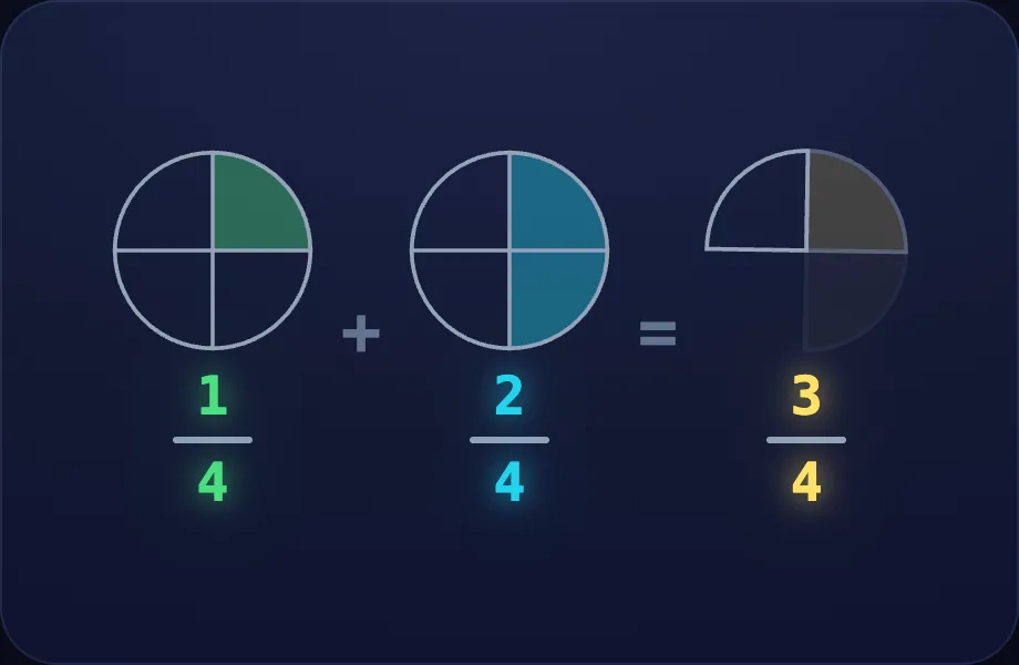 Your turn step of Add Alike Fractions (addfrac view)